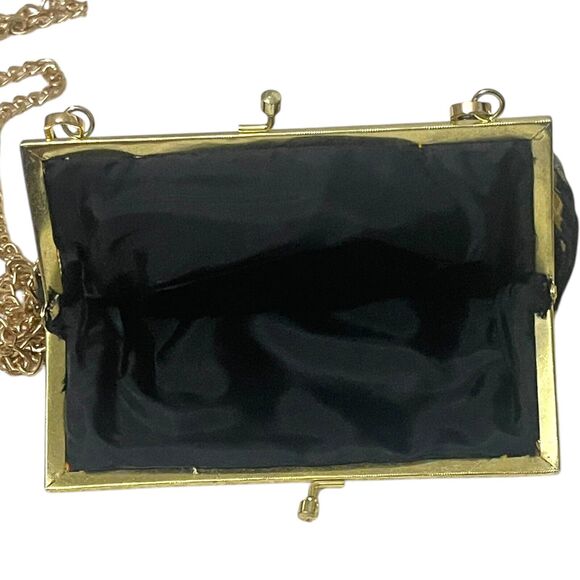 Floral Tapestry Handbag Metal Frame Evening Bag Chain Strap Kisslock Vintage - Picture 5 of 8